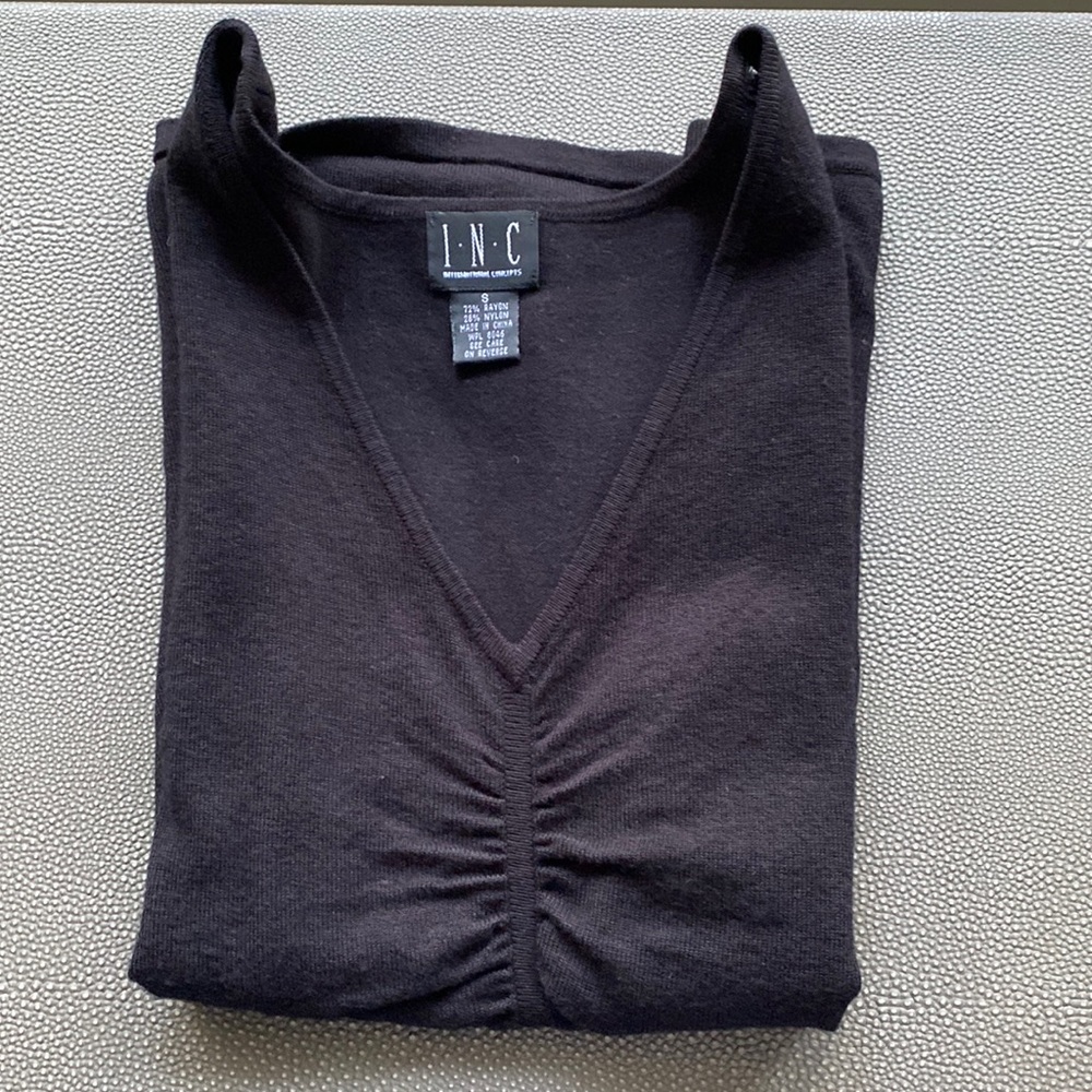INC International Concepts Black Cinched Sweater Vest